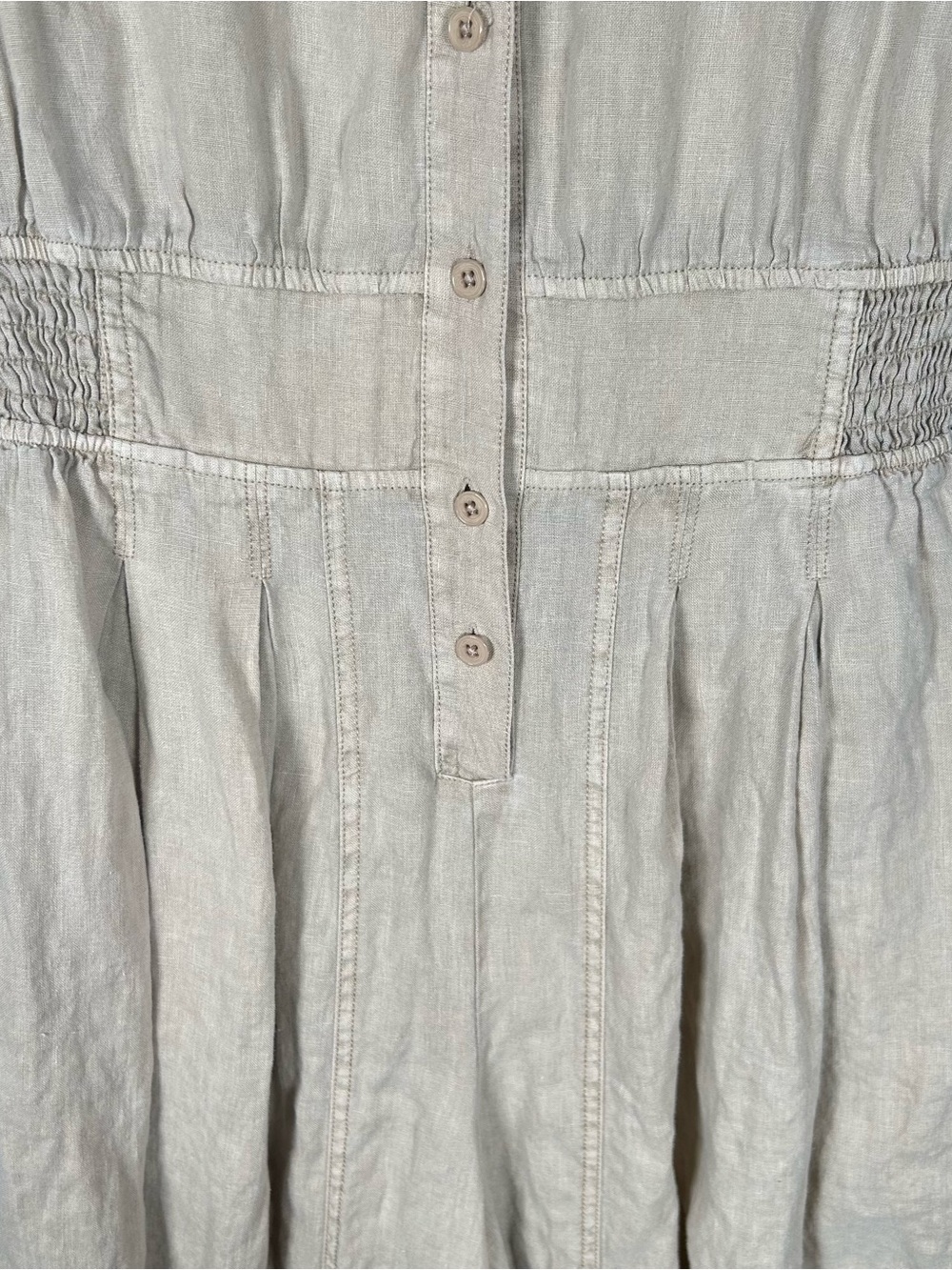 Anthropologie Linen Shirting Barrel Leg Cropped Putty Oatmeal Jumpsuit M - Picture 7 of 12